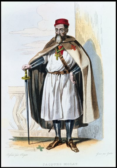 Portrait of Jacques de Molay (c.1243-1314) Master of the Knights Templar, illustration from 